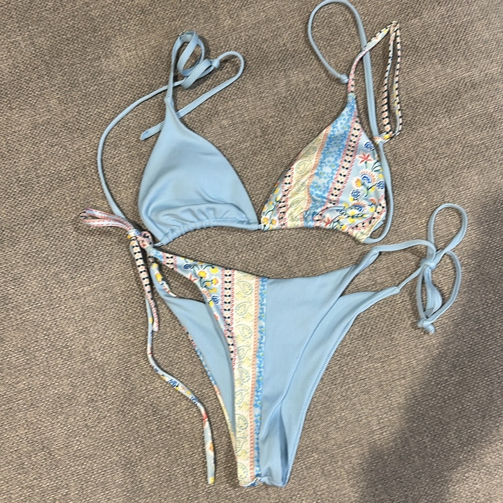 MOVING SALE Blue Multiprint Bikini